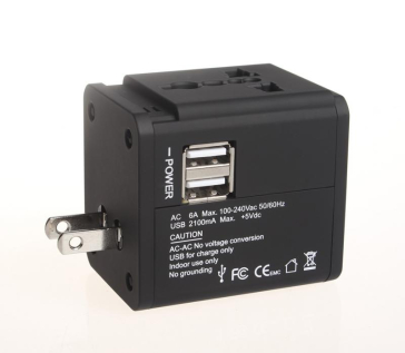 ADAPTOR AC UNIVERSAL 2 USB 2.1A 158 BLK