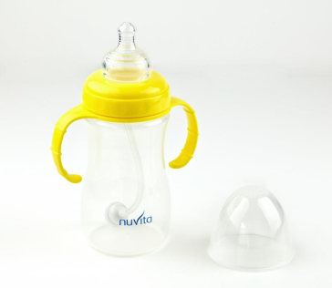 Biberon antrenament cu pai 270 ml galben (3m+) 1451 Nuvita
