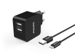 DUAL WALL CHARGER PHILIPS, 5V/3.1Aâ€“15.5W