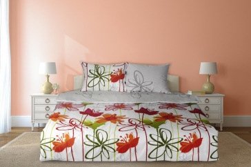 LENJERIE PAT DBL 4PCS 144TC-FLW RED