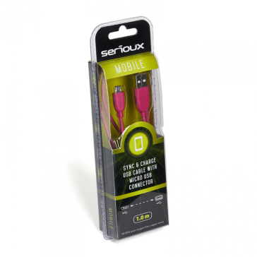 SERIOUX MICROUSB CABLE 1M PINK 07