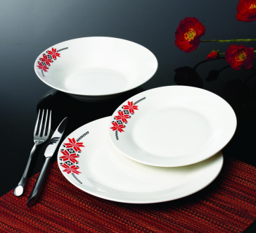 SERVICIU MASA 18 PIESE PORTELAN,DOBROGEA