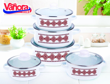 SET GATIT 10 PIESE EMAILAT , BANAT