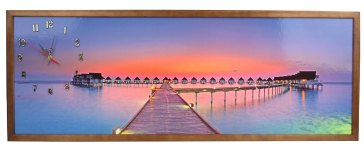 TABLOU CU CEAS INRAMAT 35X100 CM SUNSET
